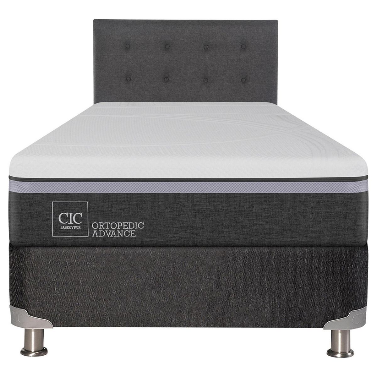 CIC - Box spring ortopedic advance b5 black 1.5 plazas + respaldo