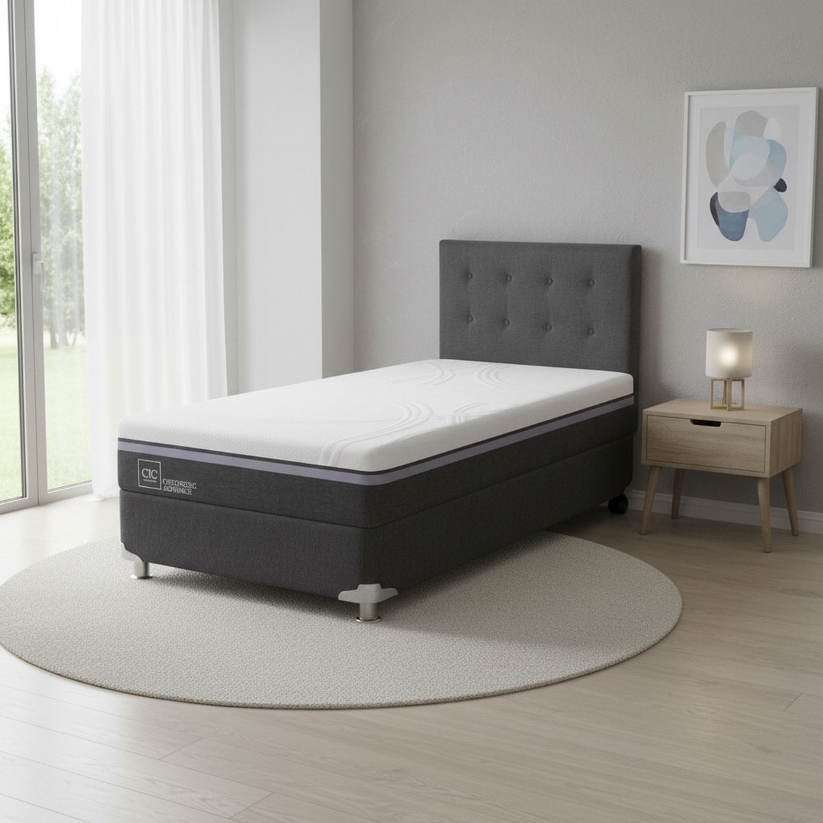 CIC - Box Spring Ortopedic Advance B5 Black 1.5 Plazas + Respaldo