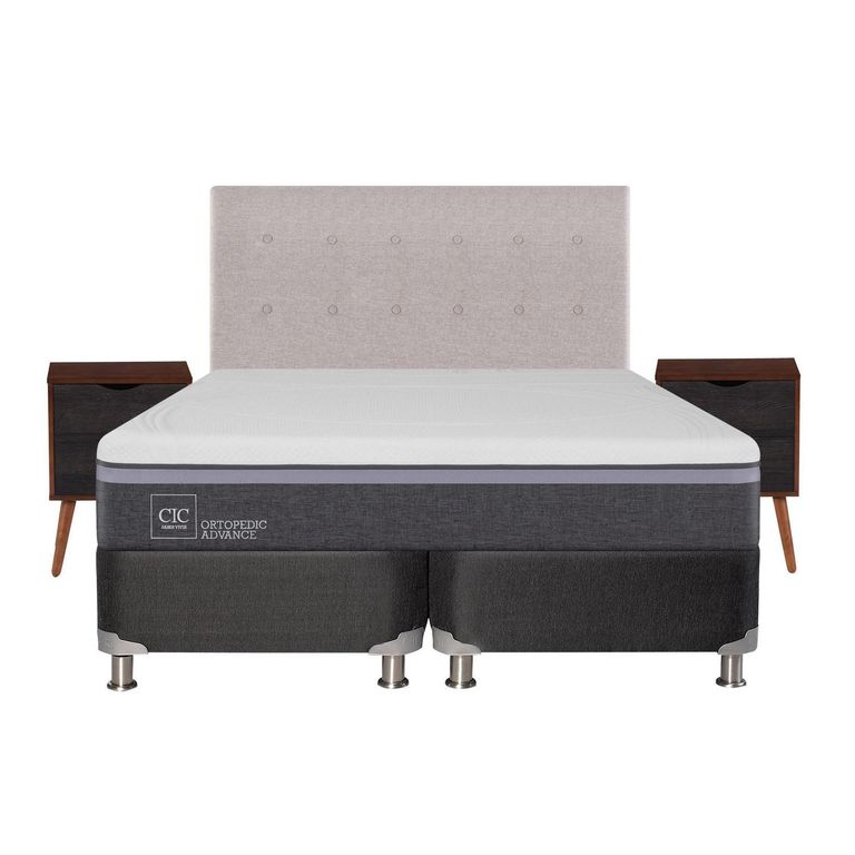 Box Spring Ortopedic Advance B5 Black 2 Plazas + Muebles