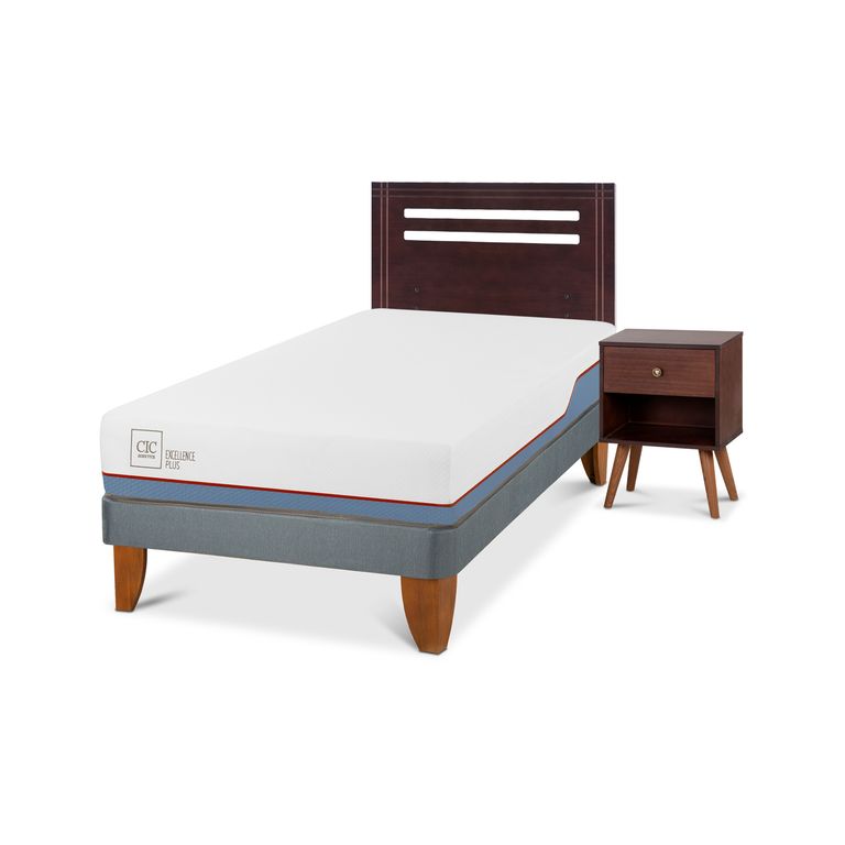 Cama Europea Excellence Plus 1.5 Plazas + Muebles