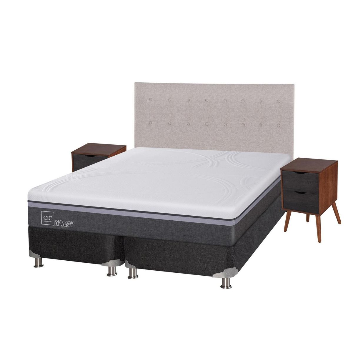 CIC - Box Spring Ortopedic Advance B5 Black King + Muebles