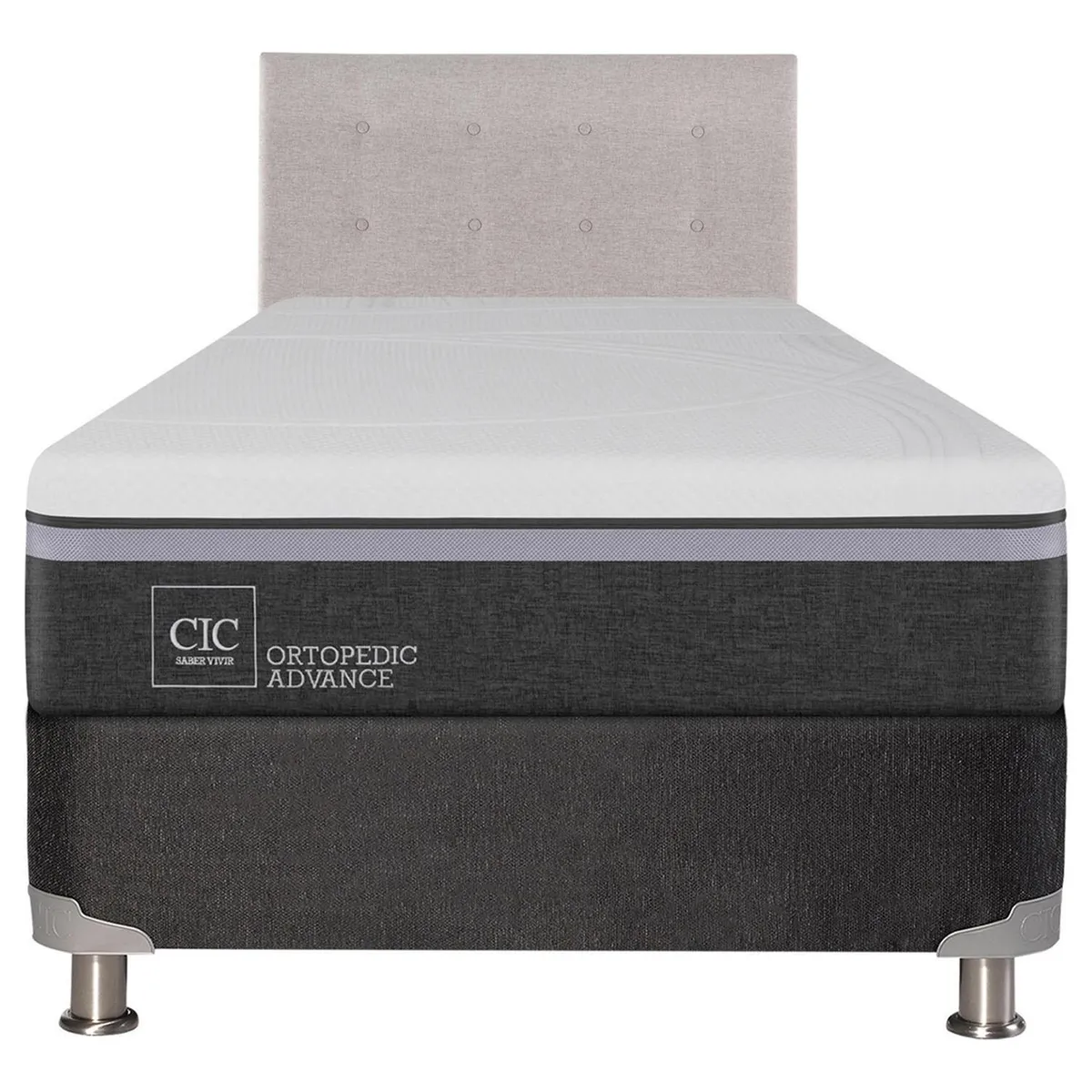 CIC - Box spring ortopedic advance b5 black 1.5 plazas + respaldo