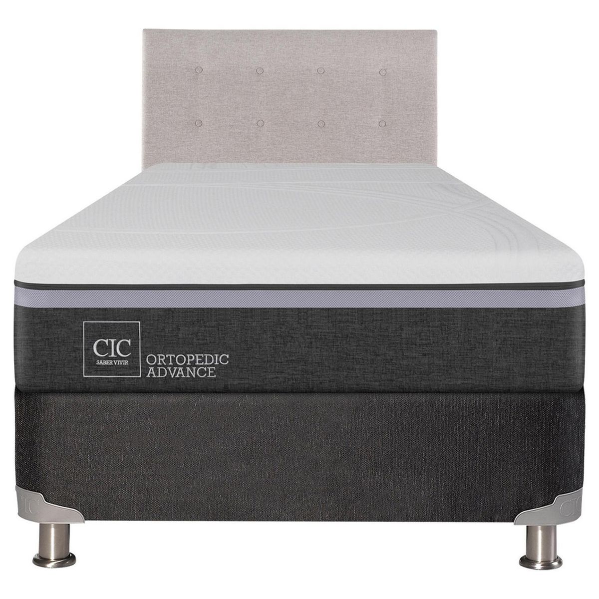 CIC - Box spring ortopedic advance b5 black 1.5 plazas + respaldo