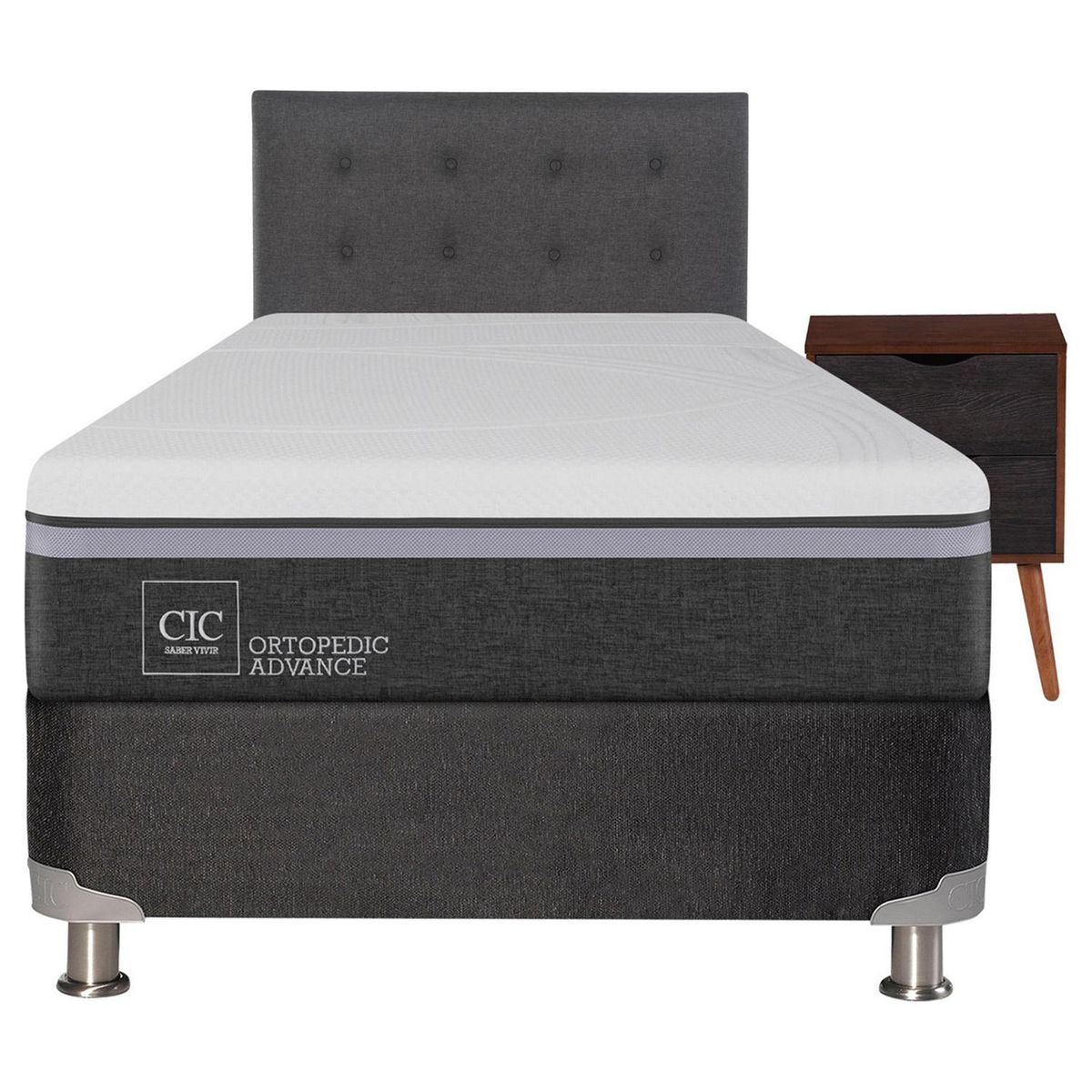 CIC - Box spring ortopedic advance b5 black 1.5 plazas + muebles