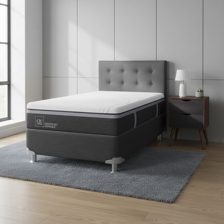 Box Spring Ortopedic Advance B5 Black 1.5 Plazas + Muebles