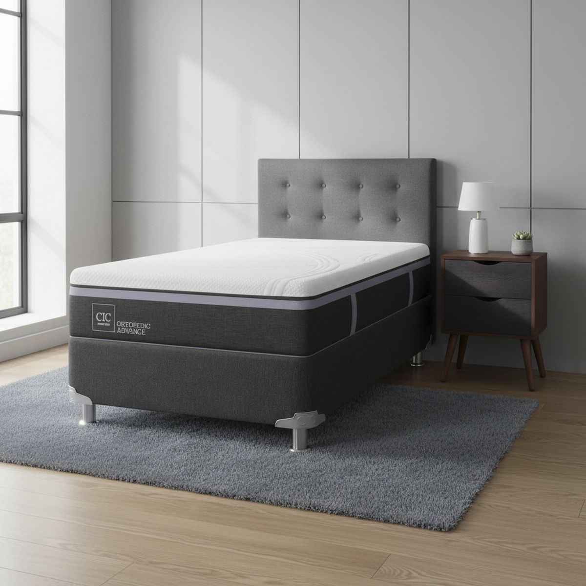 CIC - Box Spring Ortopedic Advance B5 Black 1.5 Plazas + Muebles