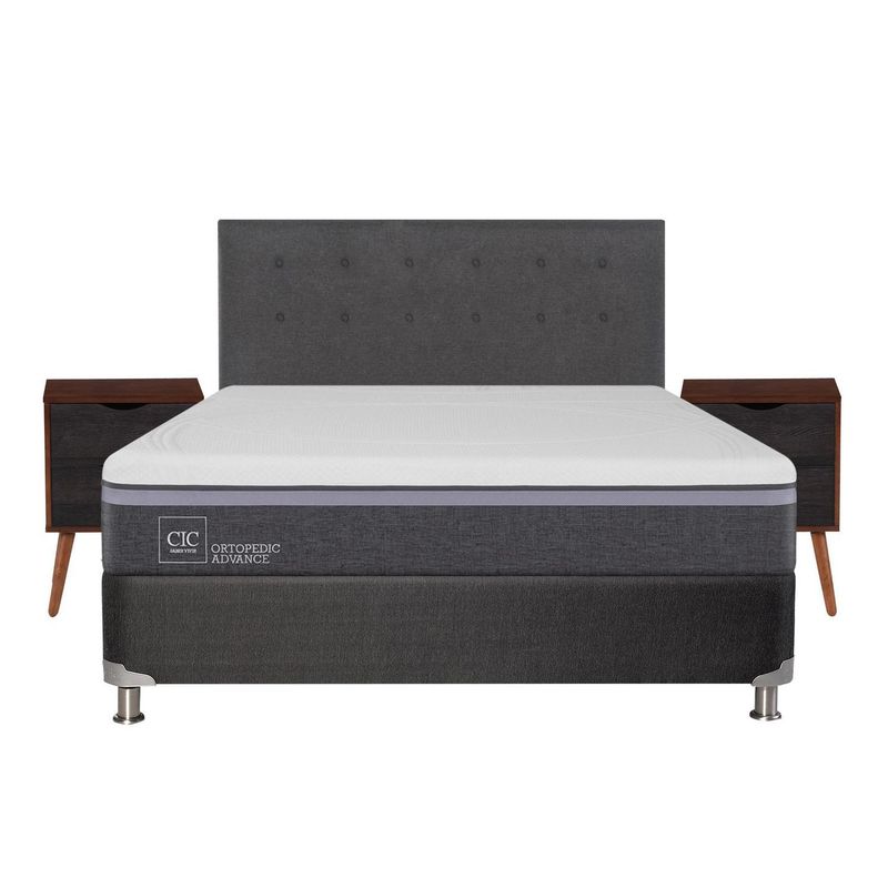 CIC - Box spring ortopedic advance b5 black 2 plazas + muebles
