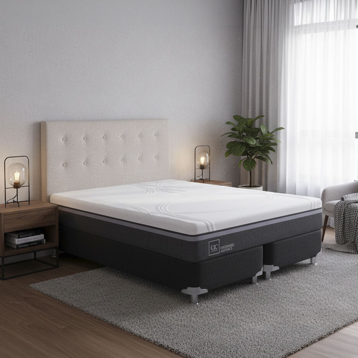 CIC - Box Spring Ortopedic Advance B5 Black 2 Plazas + Respaldo