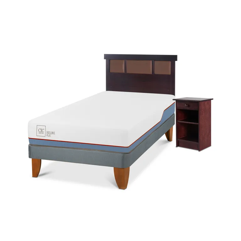 Cama Europea Excellence Plus 1.5 Plazas + Muebles