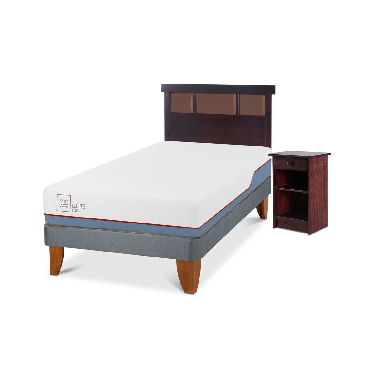 CIC - Cama europea excellence plus 1.5 plazas + muebles