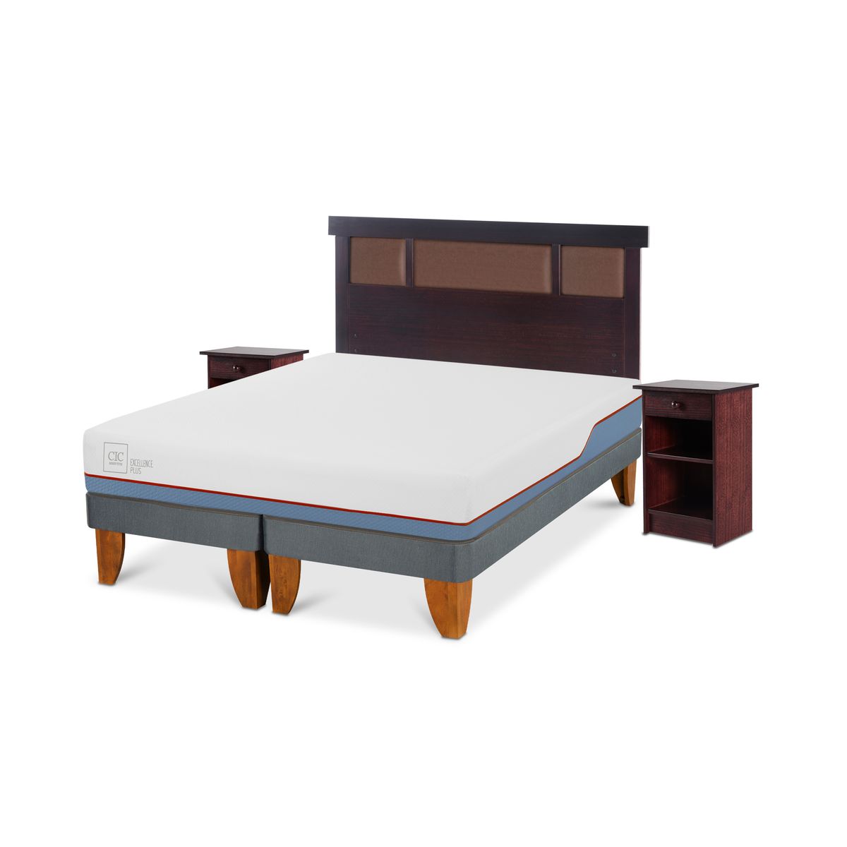 CIC - Cama europea excellence plus 2 plazas + muebles