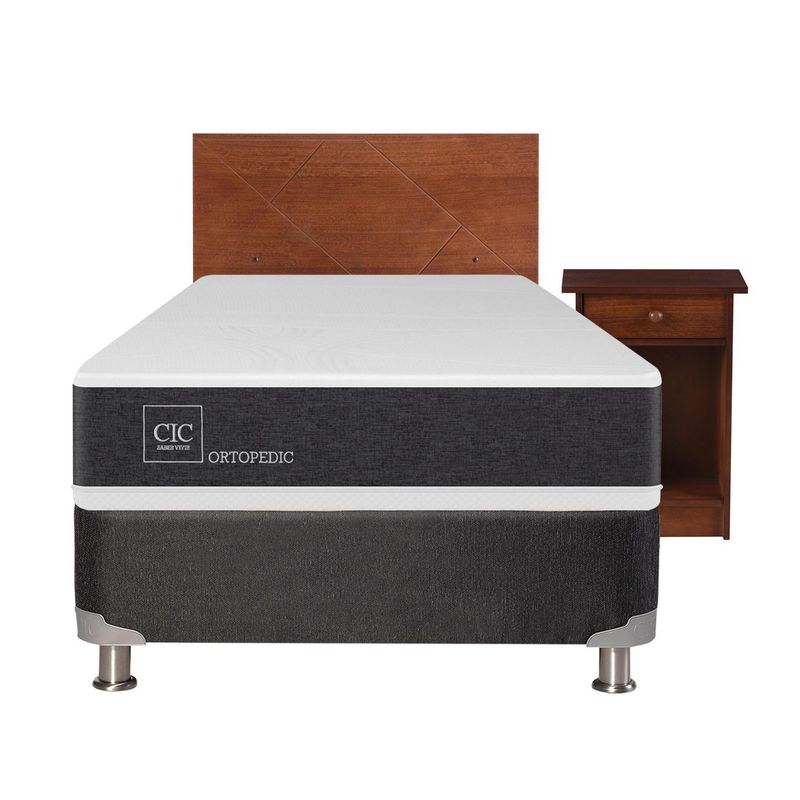 CIC - Box spring new ortopedic b5 black 1.5 plazas + muebles