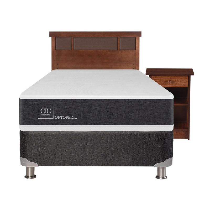 CIC - Box spring new ortopedic b5 black 1.5 plazas + muebles