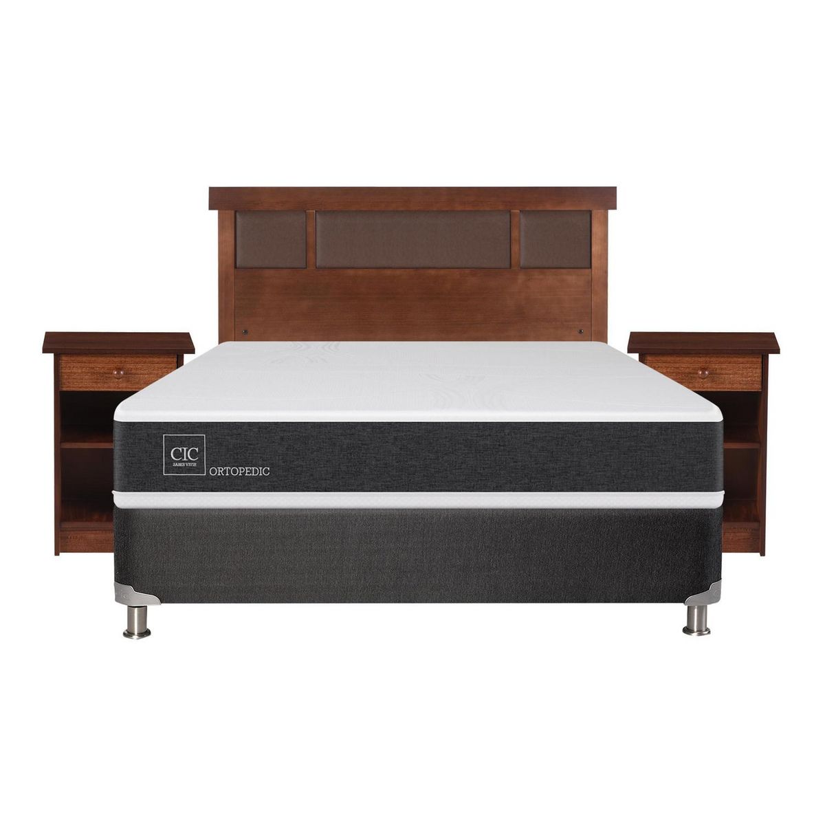 CIC - Box spring new ortopedic b5 black 2 plazas + muebles