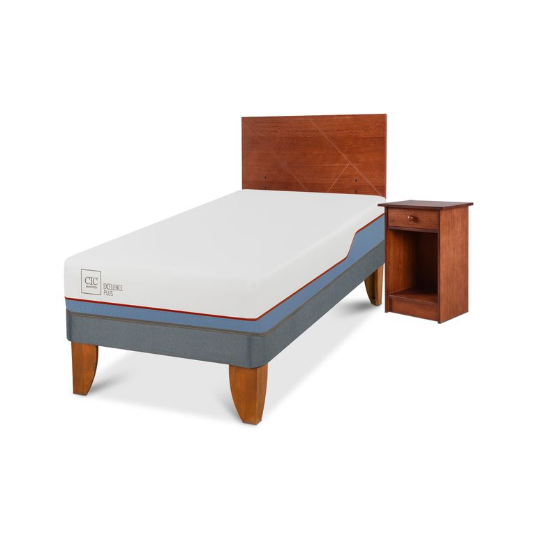 Cama Europea Excellence Plus 1 Plazas + Muebles