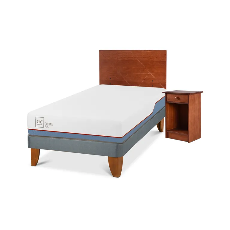 Cama Europea Excellence Plus 1.5 Plazas + Muebles