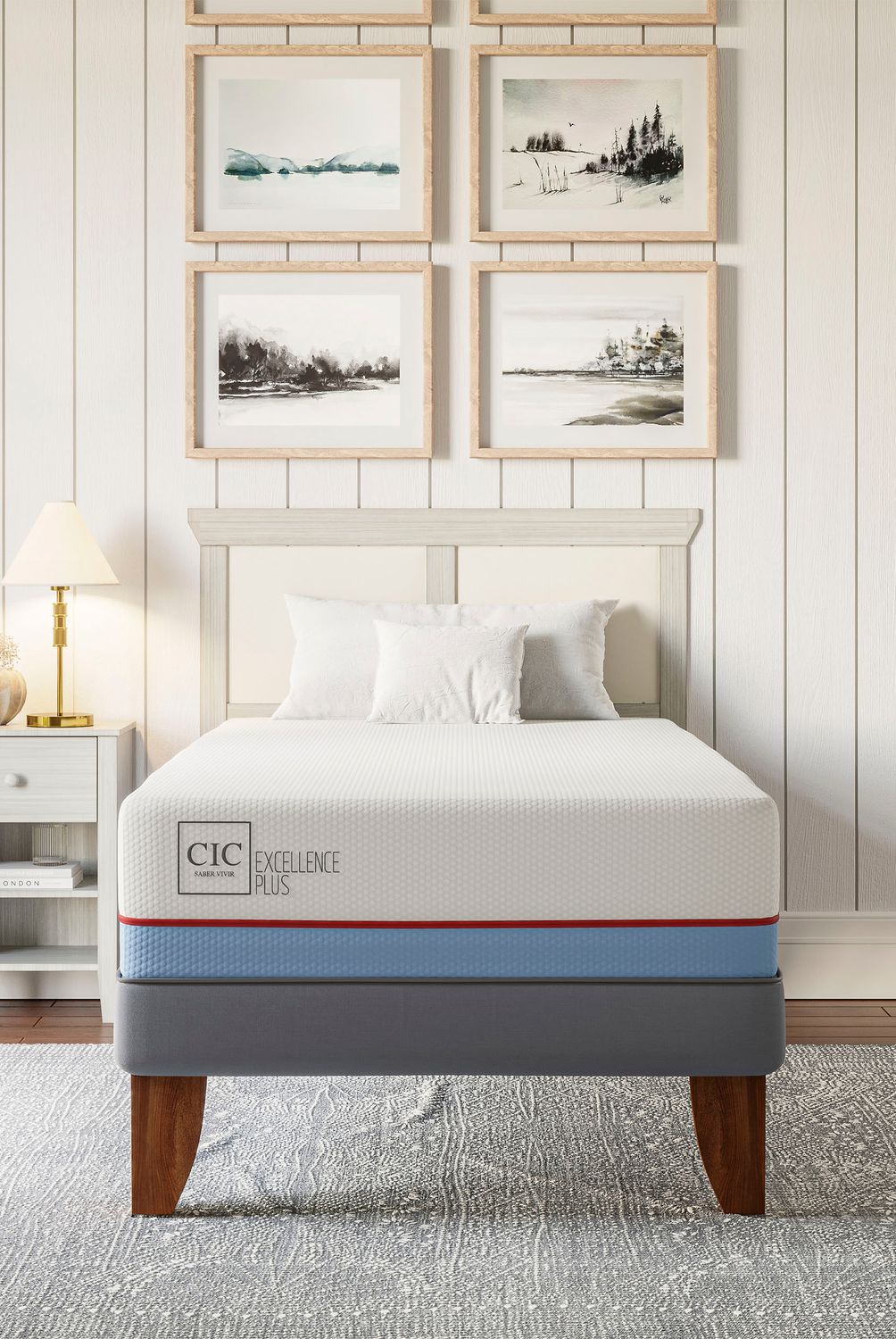 CIC - Cama europea excellence plus 1.5 plazas + muebles