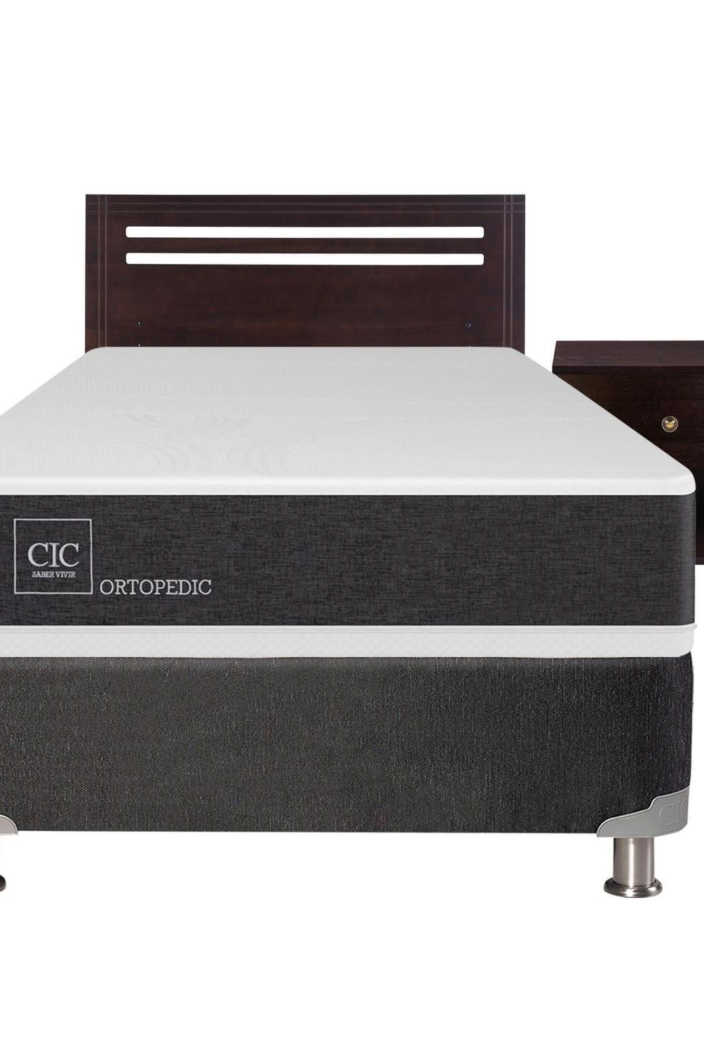 CIC - Box spring new ortopedic b5 black 1.5 plazas + muebles