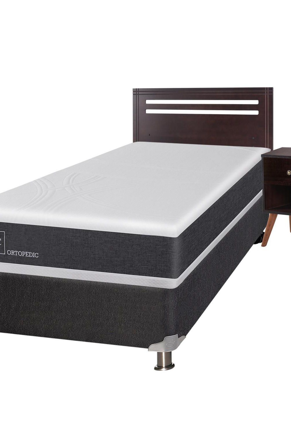 CIC - Box spring new ortopedic b5 black 1.5 plazas + muebles