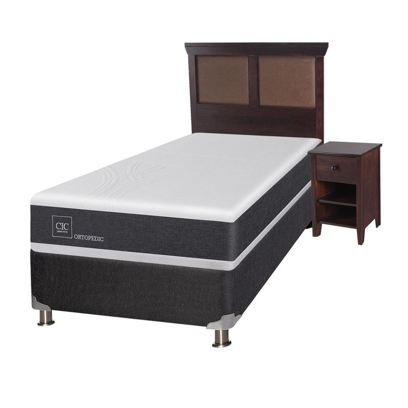 CIC - Box spring new ortopedic b5 bk 1.5 plazas + muebles