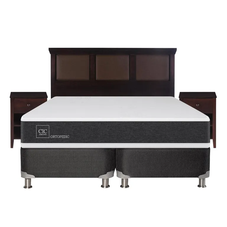 Box Spring New Ortopedic B5 Bk 2 Plazas + Muebles