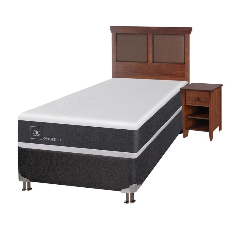 CIC - Box spring new ortopedic b5 black 1.5 plazas + muebles