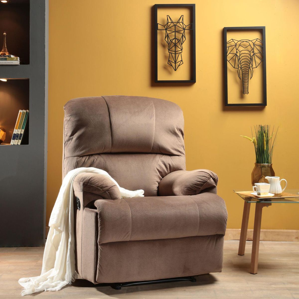 JUST HOME COLLECTION - Sillón Reclinable 1 cuerpo BT-7993C 87.5x106x169 cm Café
