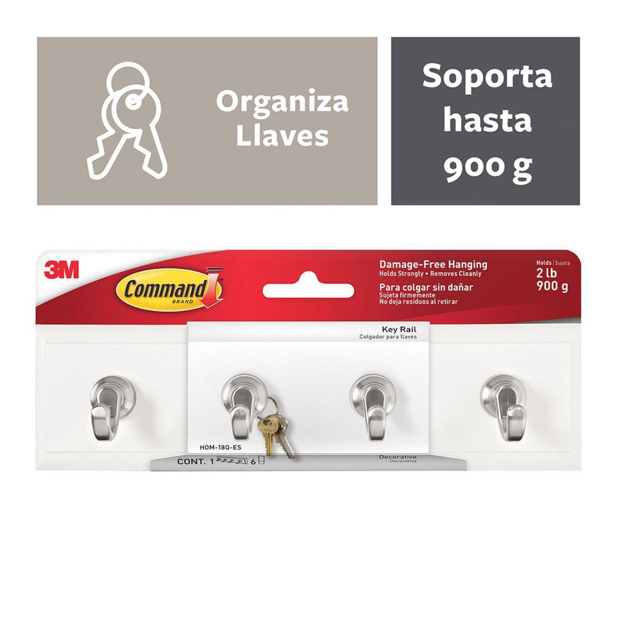 COMMAND - Colgador de Llaves Blanco Pequeño