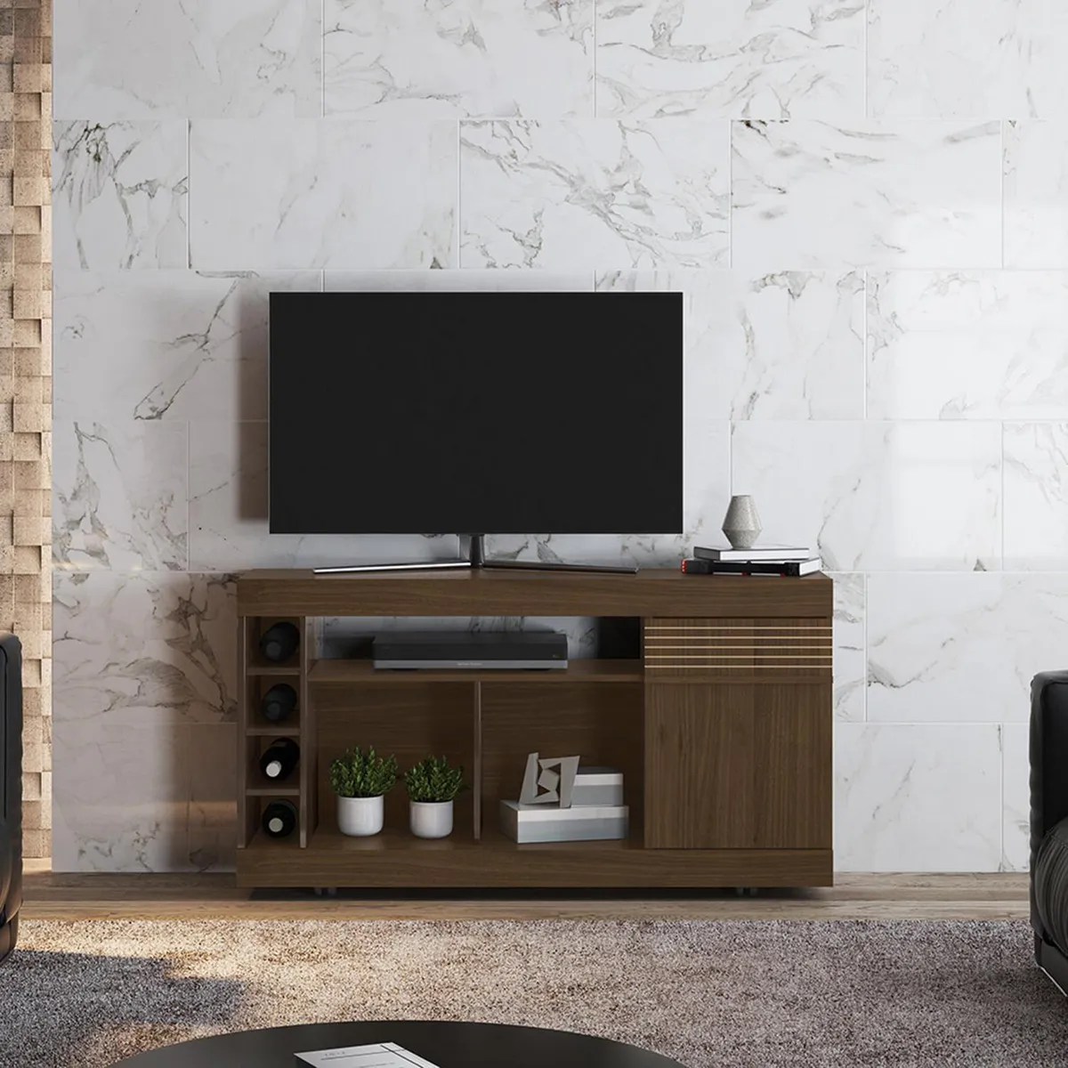 LINEA BRASIL - Mesa tv rio nogal/cafe brillo.