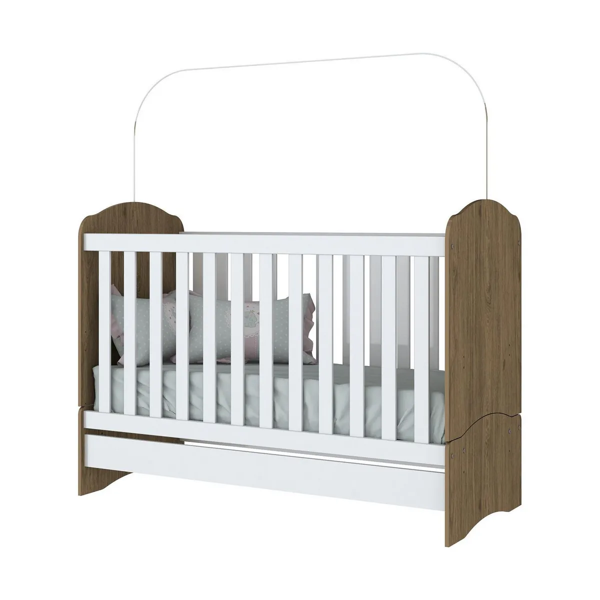 HOME MOBILI - Cuna 3 posiciones rustico blanco 149x133x68 cm