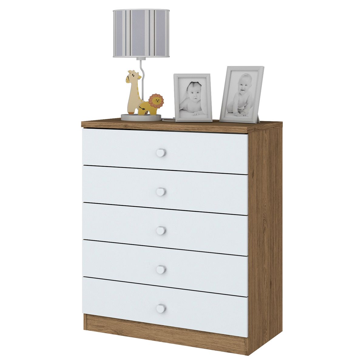 HOME MOBILI - Cómoda 5 Cajón(es) Bilbo 75x93x48 cm Rustico/ Blanco