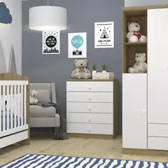 HOME MOBILI - Cómoda 5 Cajón(es) Bilbo 75x93x48 cm Rustico/ Blanco