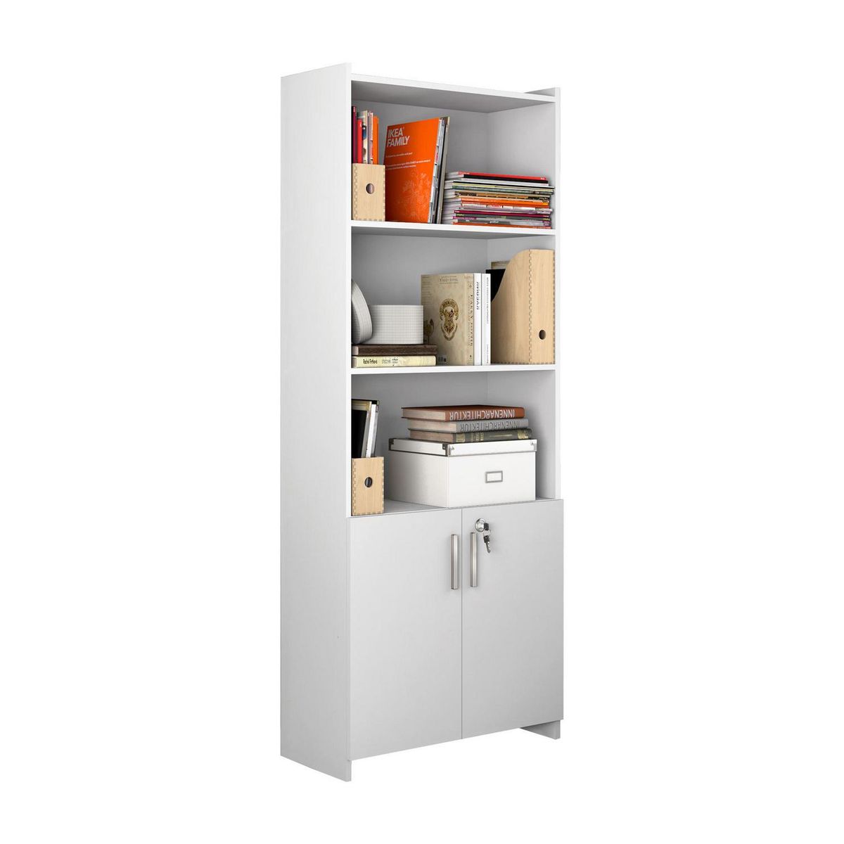 HOME MOBILI - Librero MDF 5 Nivel(es) 70x178x31 cm Blanco