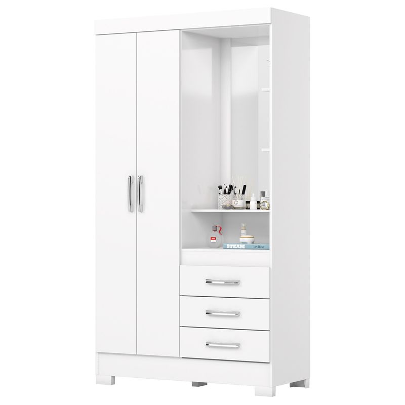 HOME MOBILI - Clóset 2 Puerta(s) 3 Cajón(es) 5 Repisa(s) 110x200x47 cm Blanco/Rosado