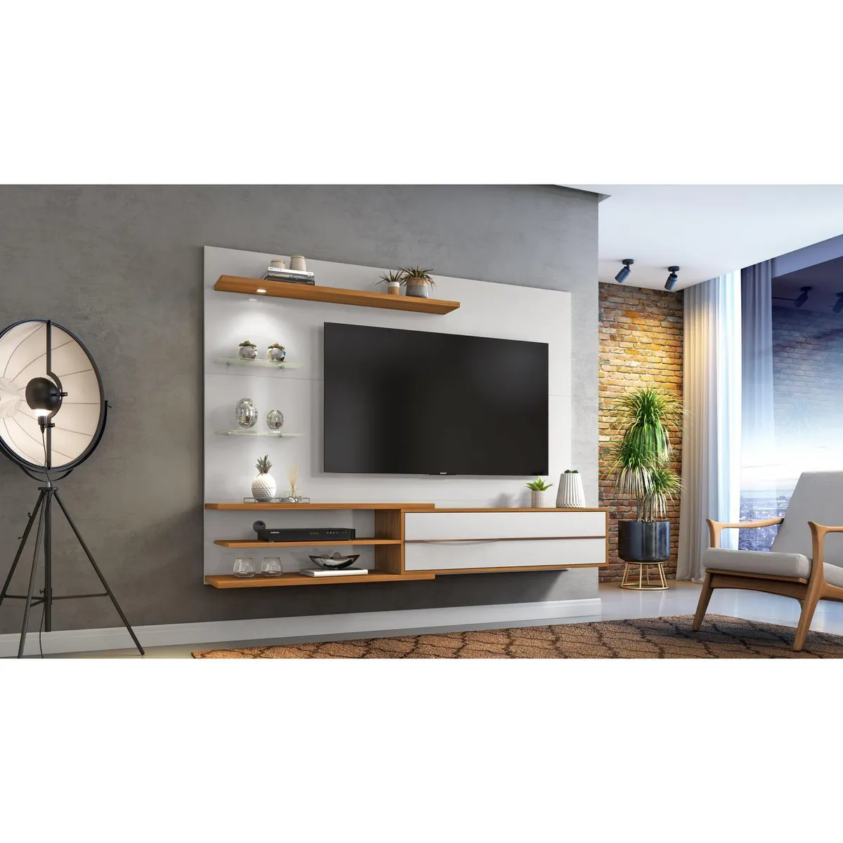 HOME MOBILI - Panel tv 60" mdp blanco 151x180x36 cm