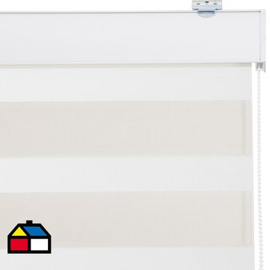 Cortina Enrollable Duo Sunscreen Blanco Instalada  Ancho entre 146 cm a 160 cm Alto 181 cm a 190 cm.