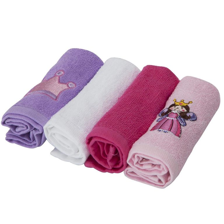Set 4 Toallas Infantil 380 gr Algodón 27x24 cm Colores