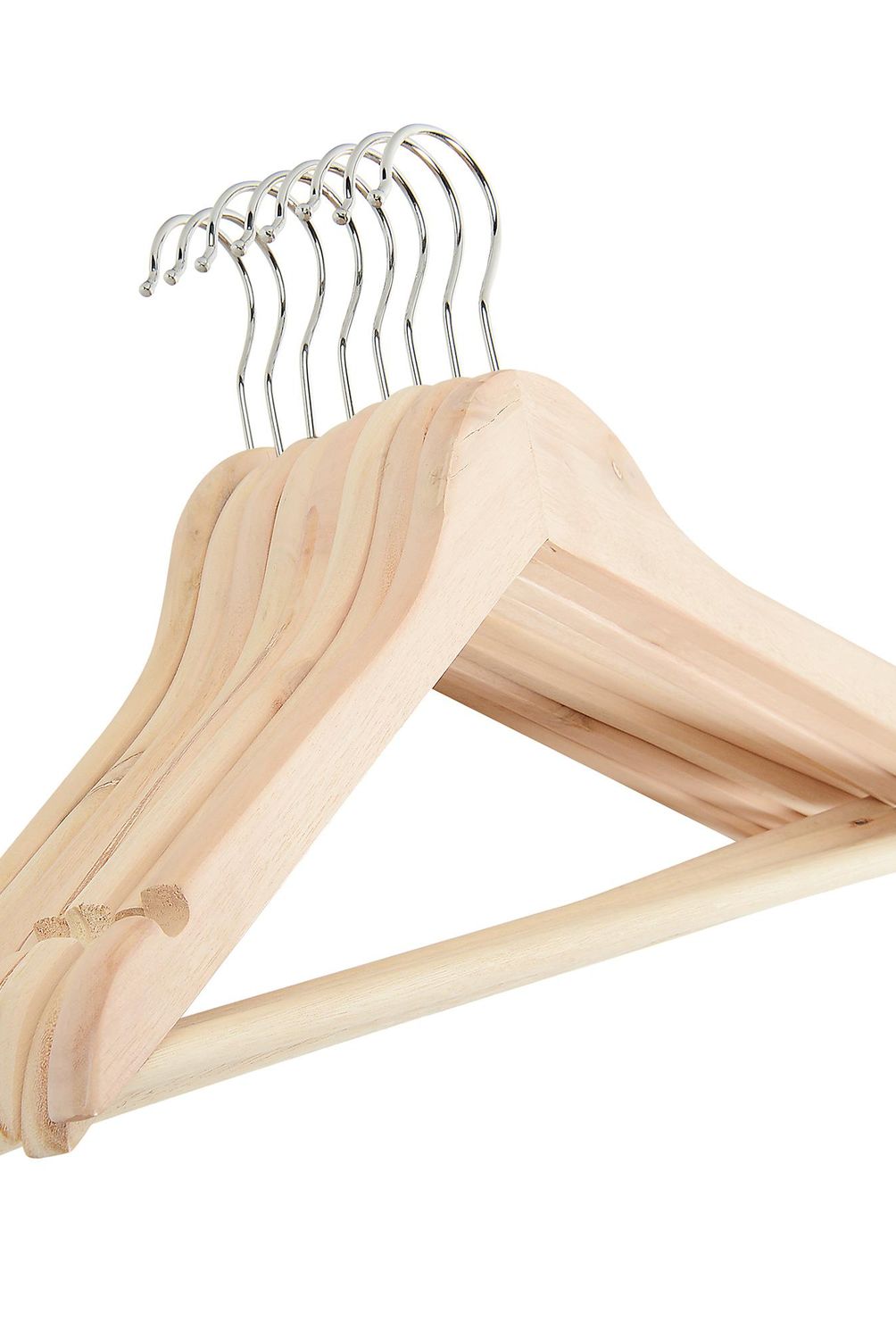 JUST HOME COLLECTION - Set de 8 Colgadores para Ropa Madera Natural