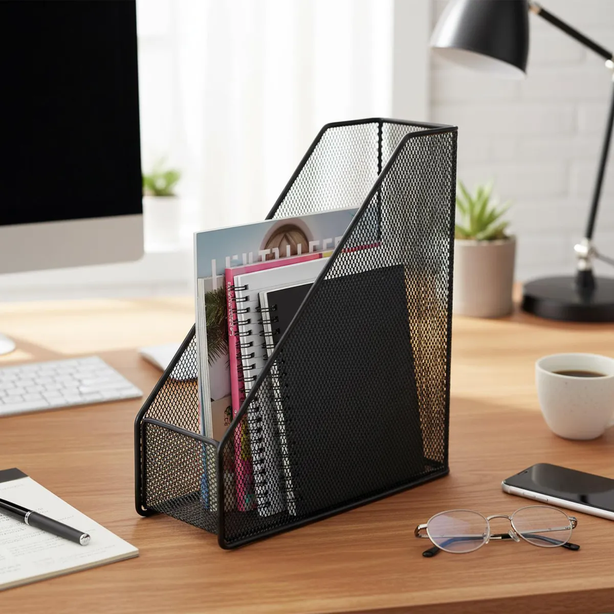 JUST HOME COLLECTION - Organizador De Archivos Metálico Para Escritorio Oficina