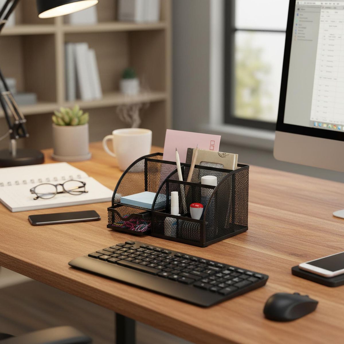 JUST HOME COLLECTION - Organizador Escritorio Metálico Para Oficina Y Hogar
