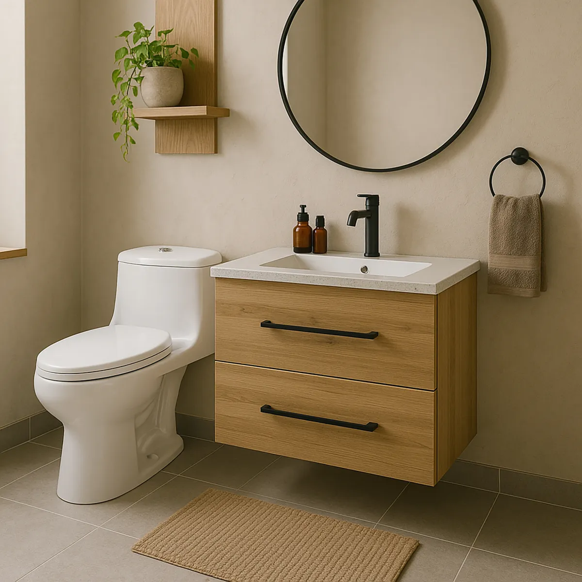 SENSI DACQUA - Mueble Baño Roble Claro 80x52x46 cm
