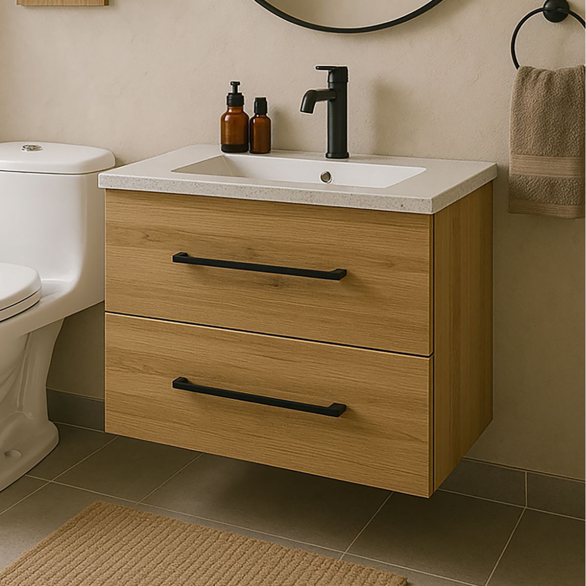 SENSI DACQUA - Mueble Baño Roble Claro 80x52x46 cm