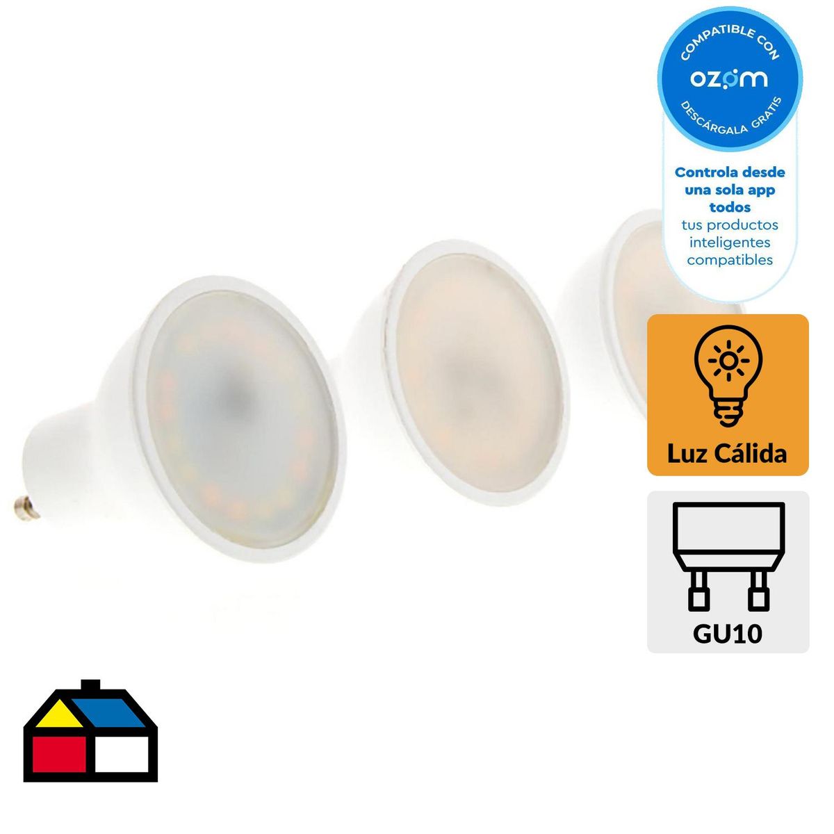 NEXXT SOLUTIONS - Pack 3 Ampolletas Inteligentes 40 W GU10 400 lm Luz Cálida