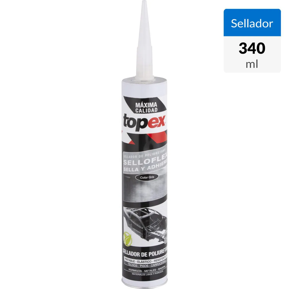 TOPEX - Sellador Topex 340 gr Gris Adhesivo Elástico para Construcción
