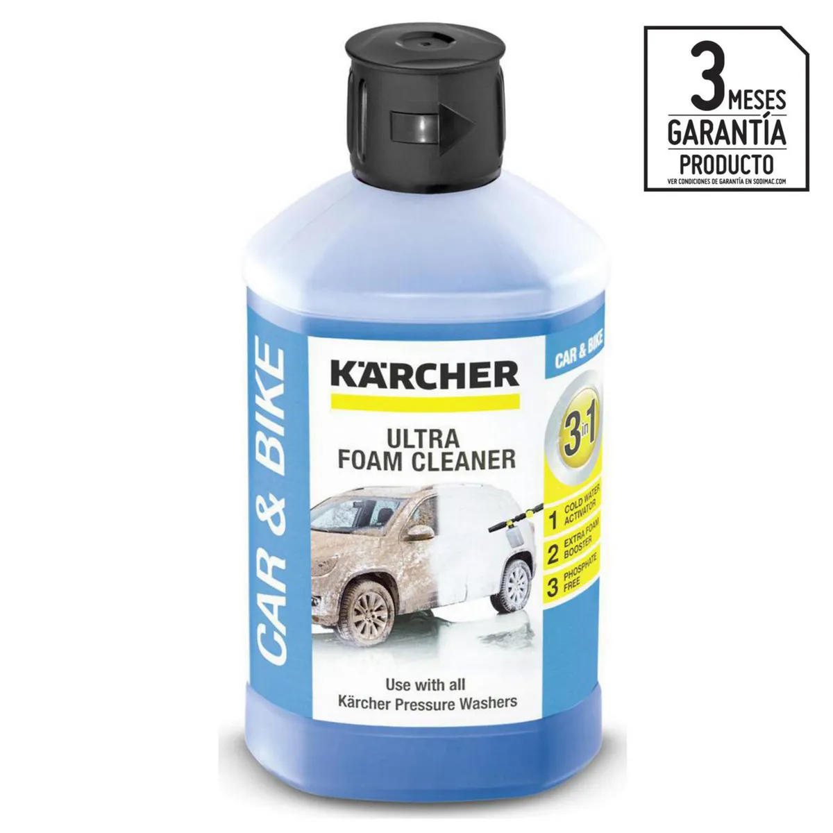 KARCHER - Champú de espuma activa para auto 1000ml, 3 en 1