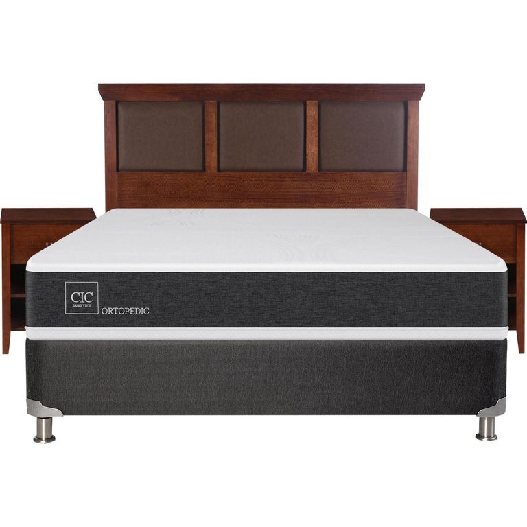 Box Spring New Ortopedic B5 Black 2 Plazas + Muebles