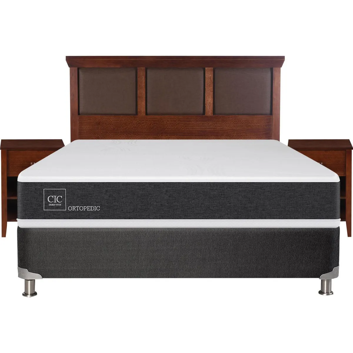 CIC - Box spring new ortopedic b5 black 2 plazas + muebles