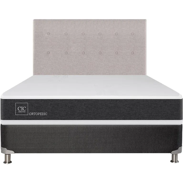 Box Spring New Ortopedic B5 Black 2 Plazas + Respaldo