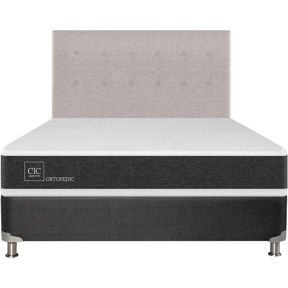 CIC - Box spring new ortopedic b5 black 2 plazas + respaldo