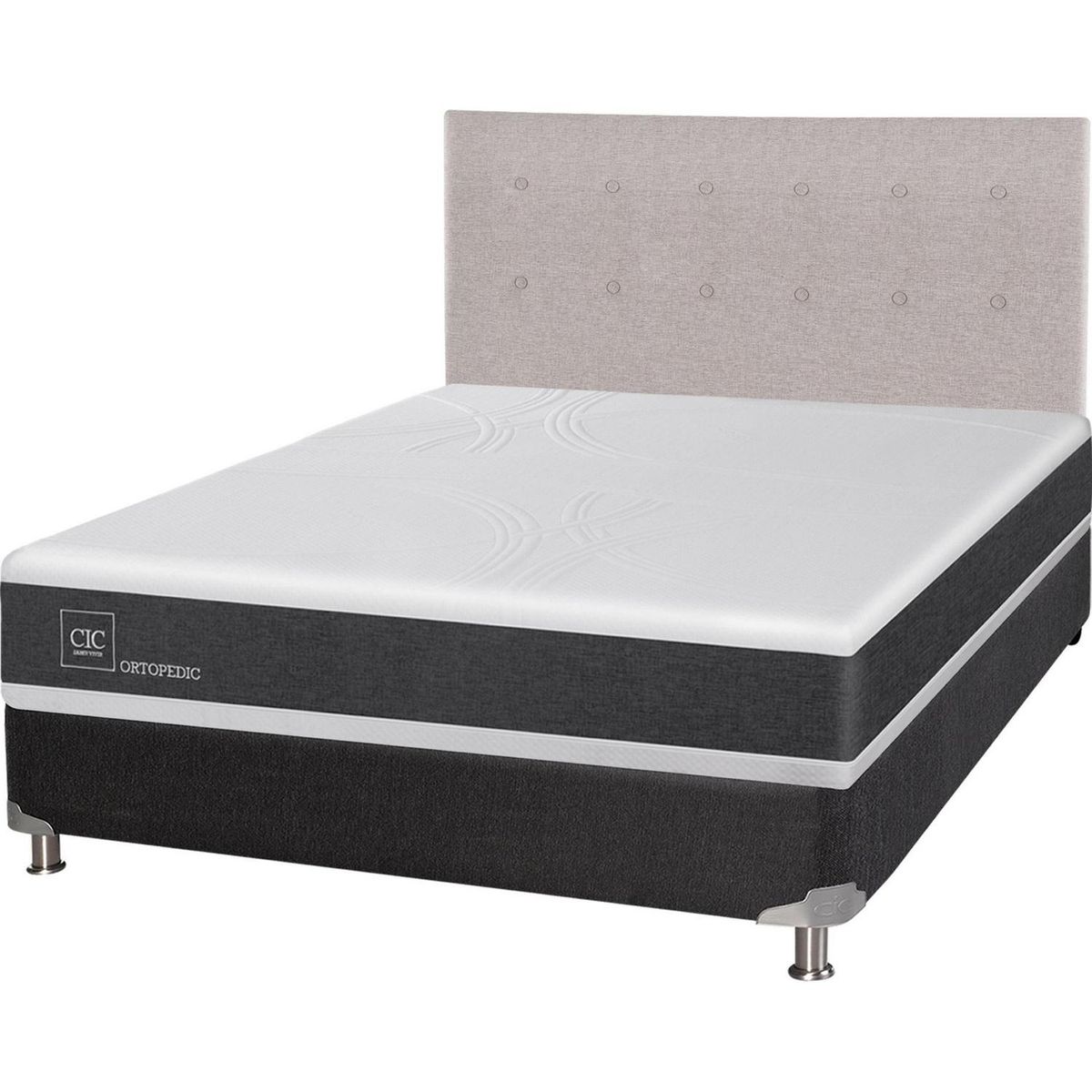 CIC - Box spring new ortopedic b5 black 2 plazas + respaldo